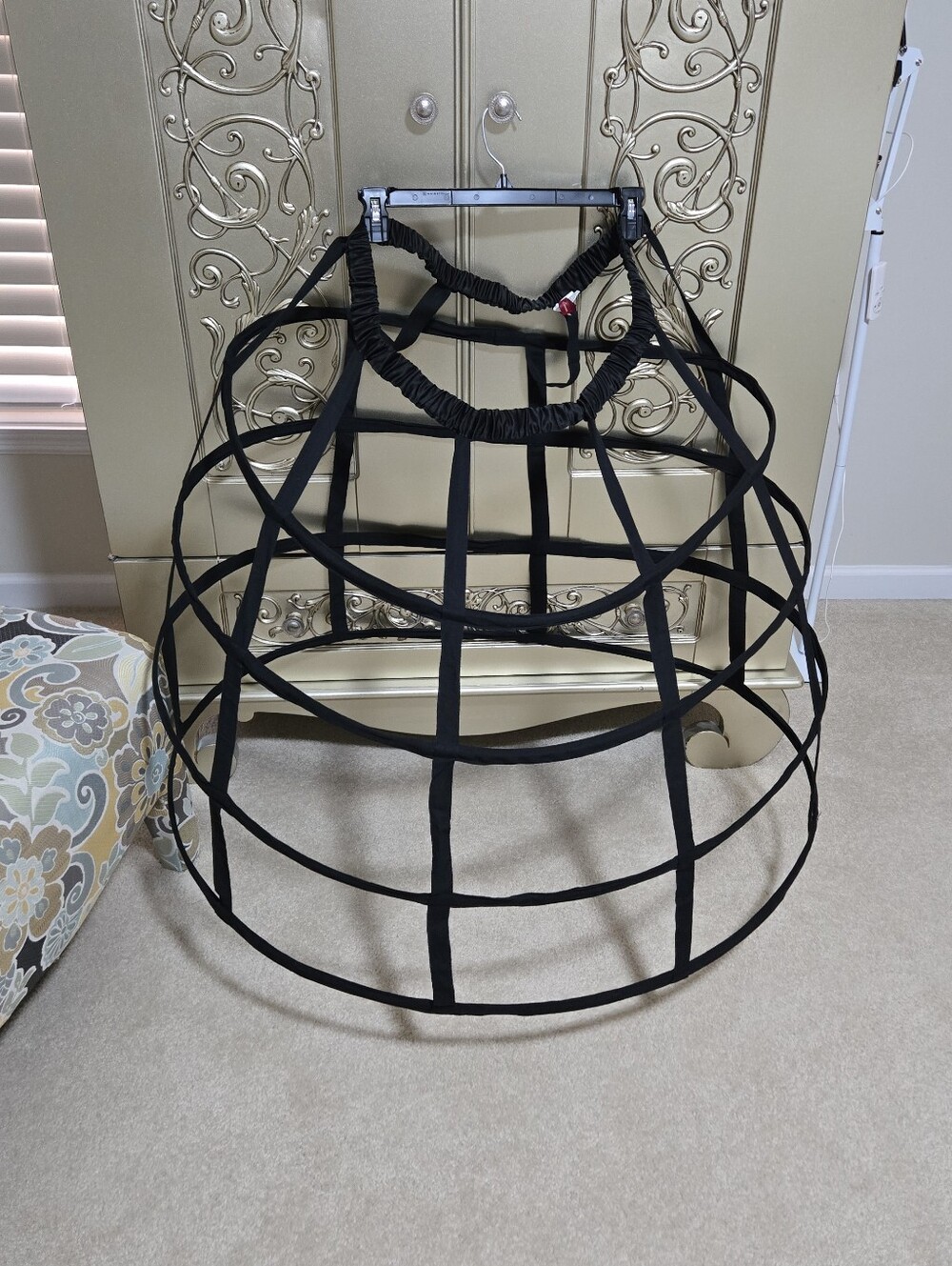 Black Twill Hoop Skirt Crinoline Cage - Black Hips & Curves